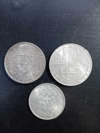 3 moedas de 20 Escudos em prata