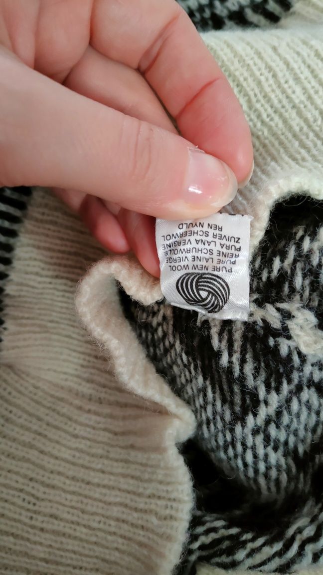 Wyprzedaż Sweter damski S oversize 100% wełna H&M Super stan Retro