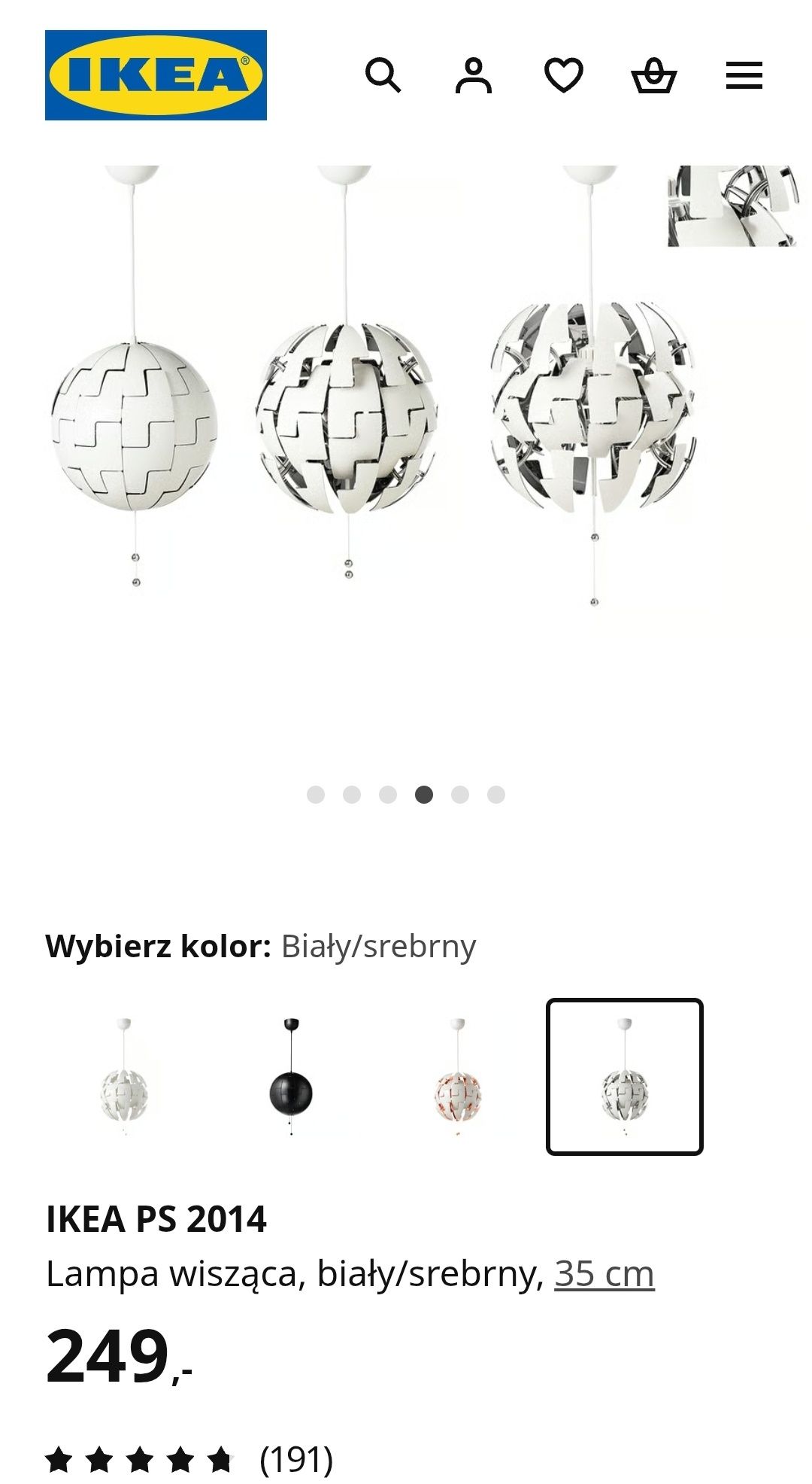 Lampa wisząca żyrandol Ikea PS 2014