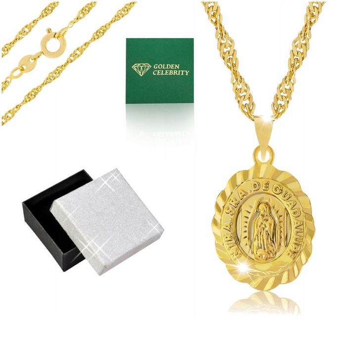 Złoty Damski Łańcuszek Singapur + Zawieszka Medalik 18k + Dedykacja Gr