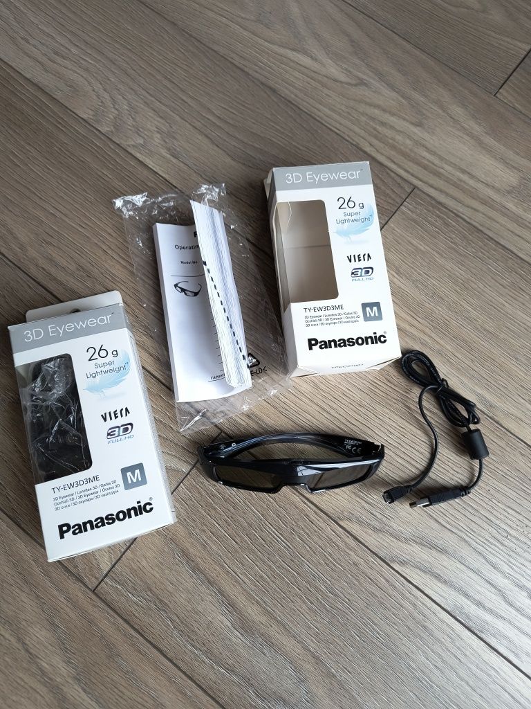 Okulary 3D Panasonic TY-EW3D3ME, stan BDB,  2szt, do telewizor 3D