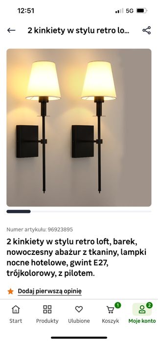 2 kinkiety retro z żarowkami do ładowania