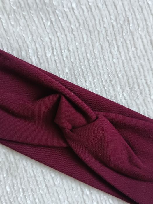 Bawełniana opaska do włosów na jesień - damska, bordowa