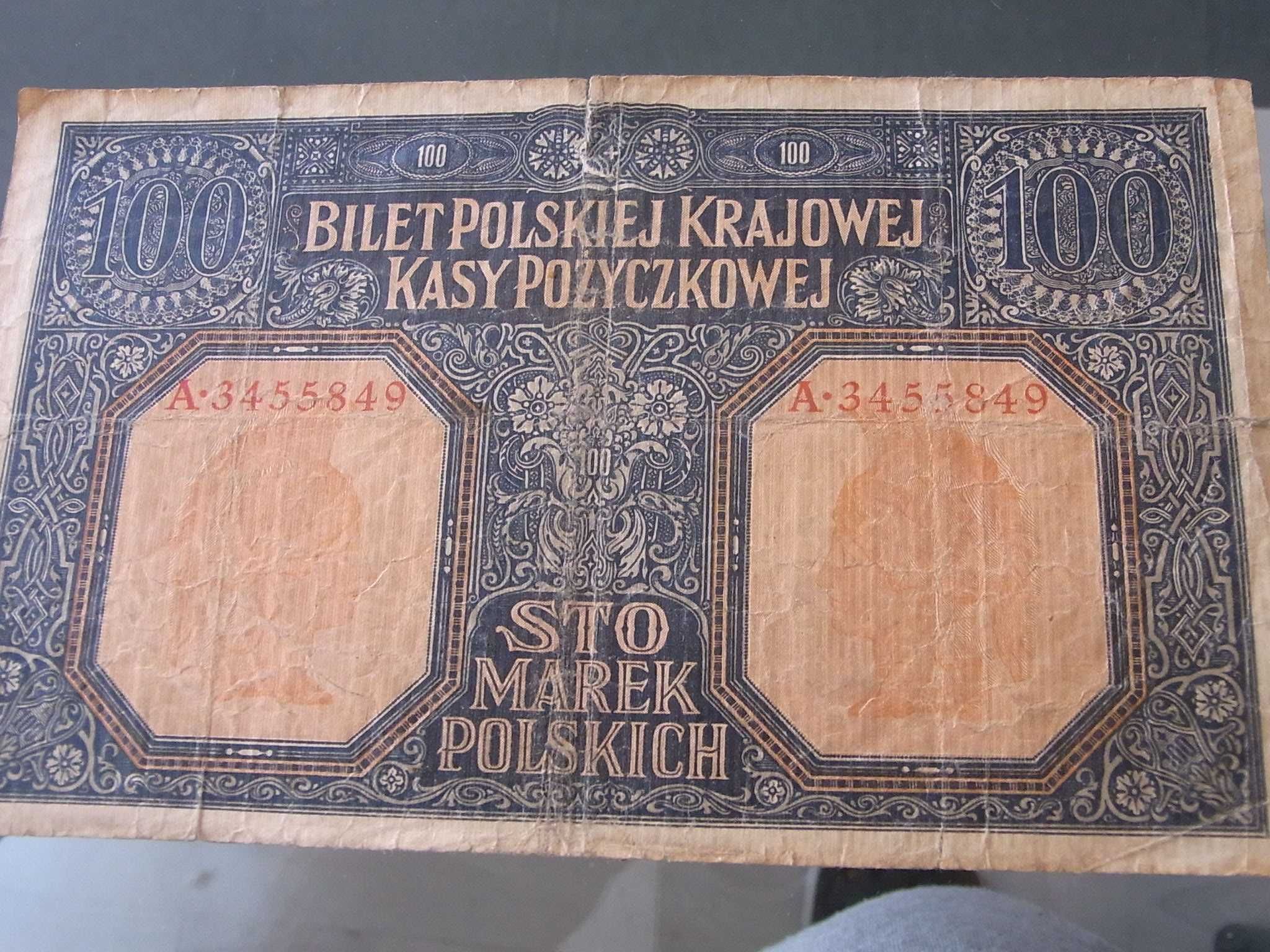 Trzy banknoty -10,50,100 Marki Polskie