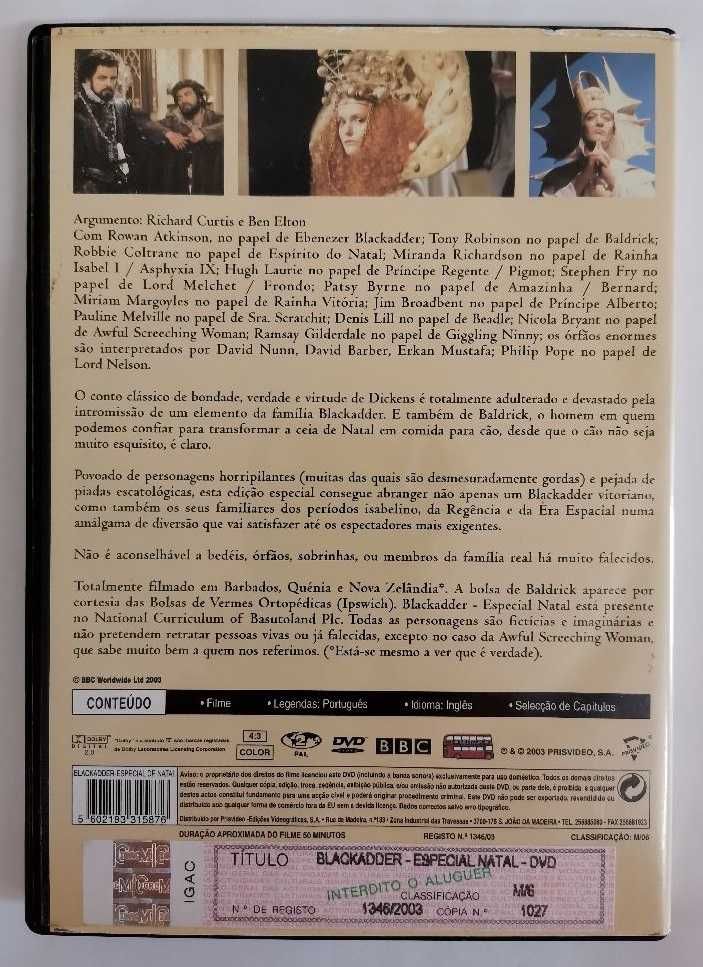 DVD Blackadder's Christmas Carol - Especial Natal