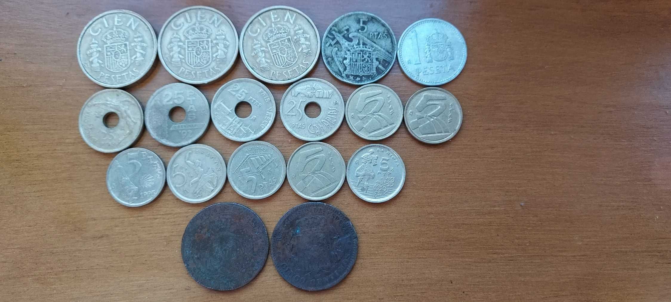 Lote de 18 moedas Espanha de 1867 até 1998