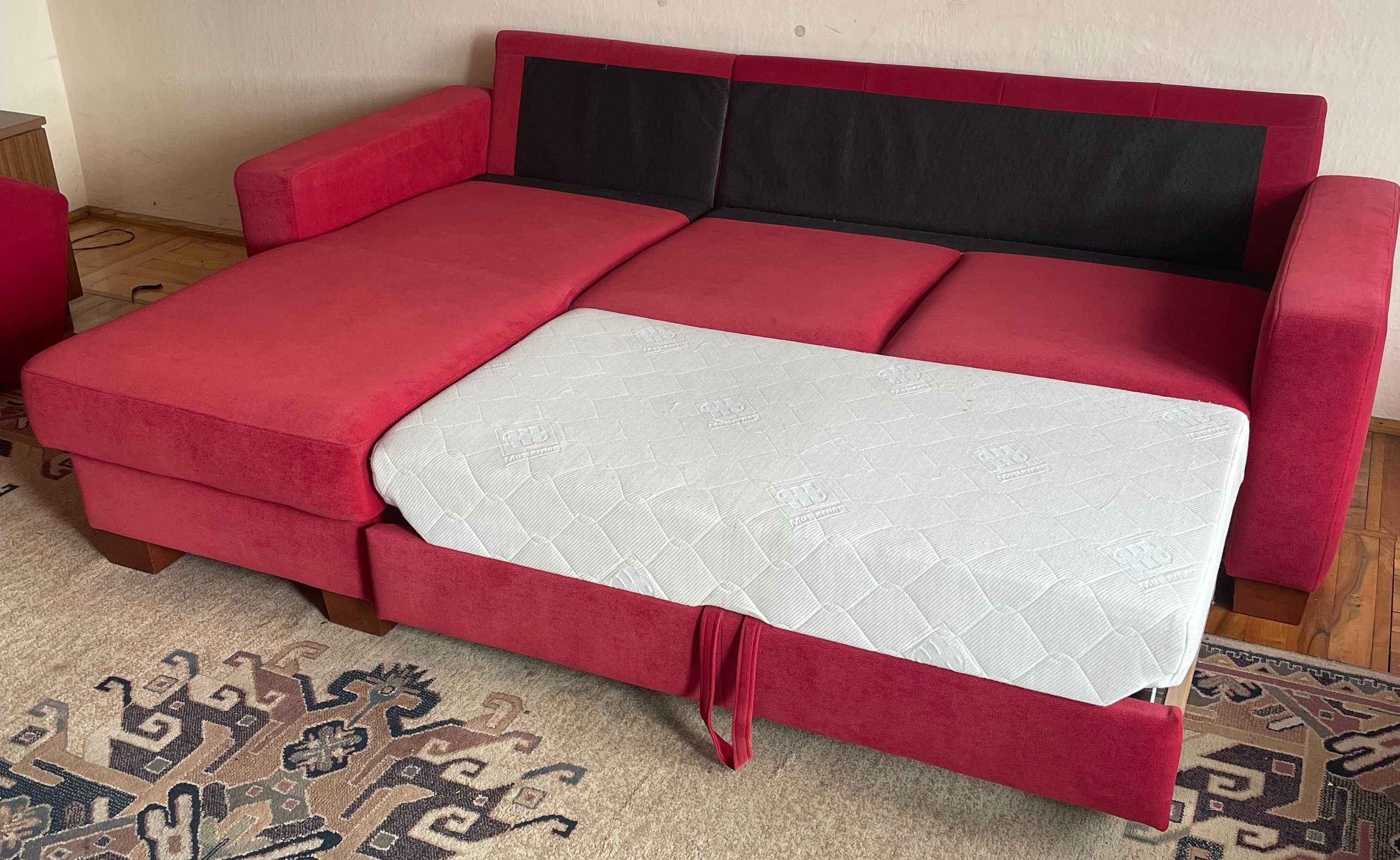 Narożnik kanapa sofa z funkcją spania pojemnik na pościel