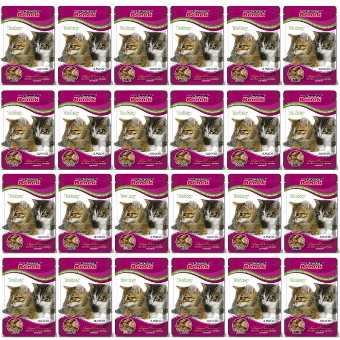 Super Benek Junior mokra karma z kawałkami Indyka dla kota 24x100g