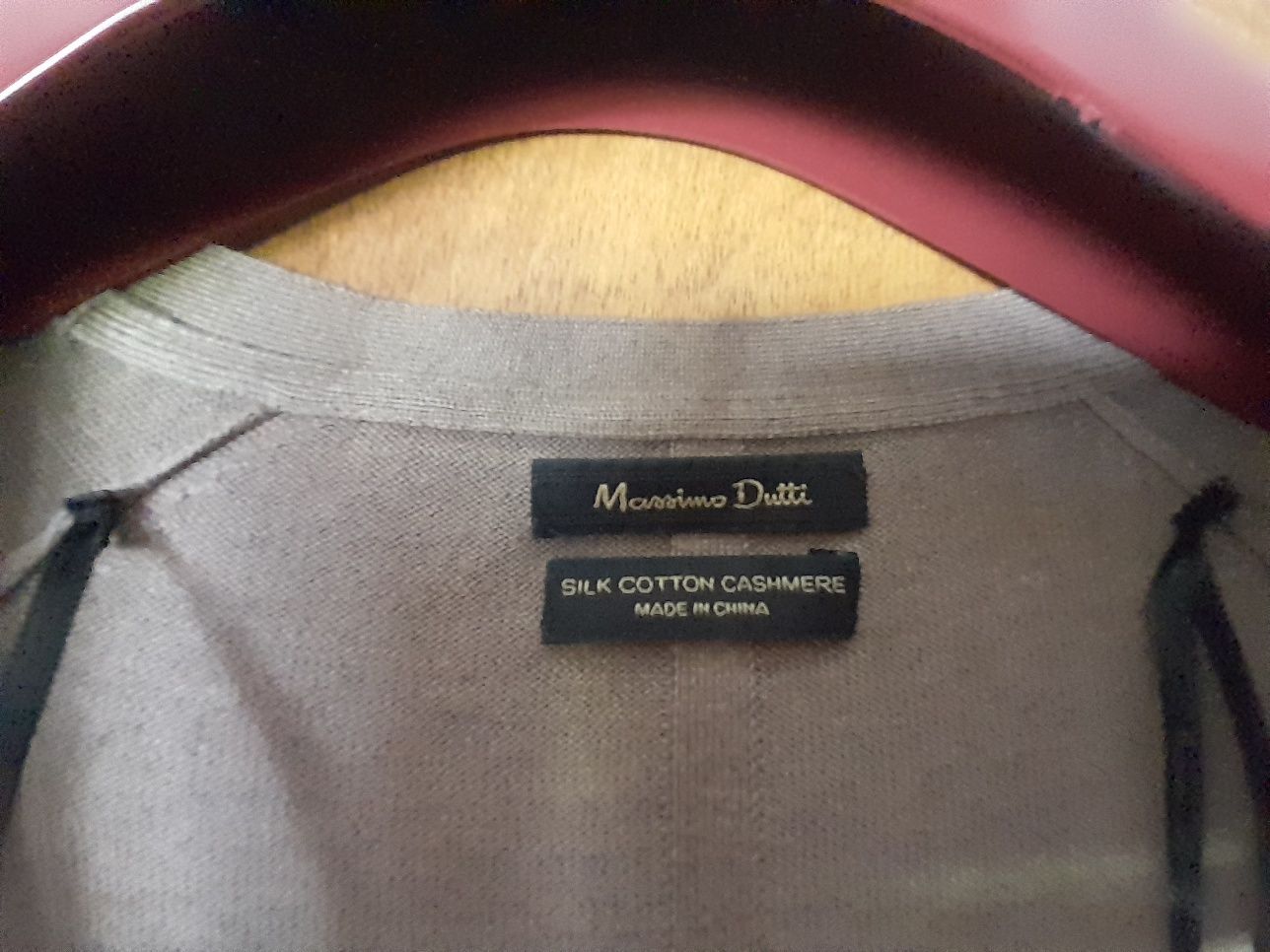 Casaco malha fina em algodão e caxemira Massimo Dutti,  beje , estado
