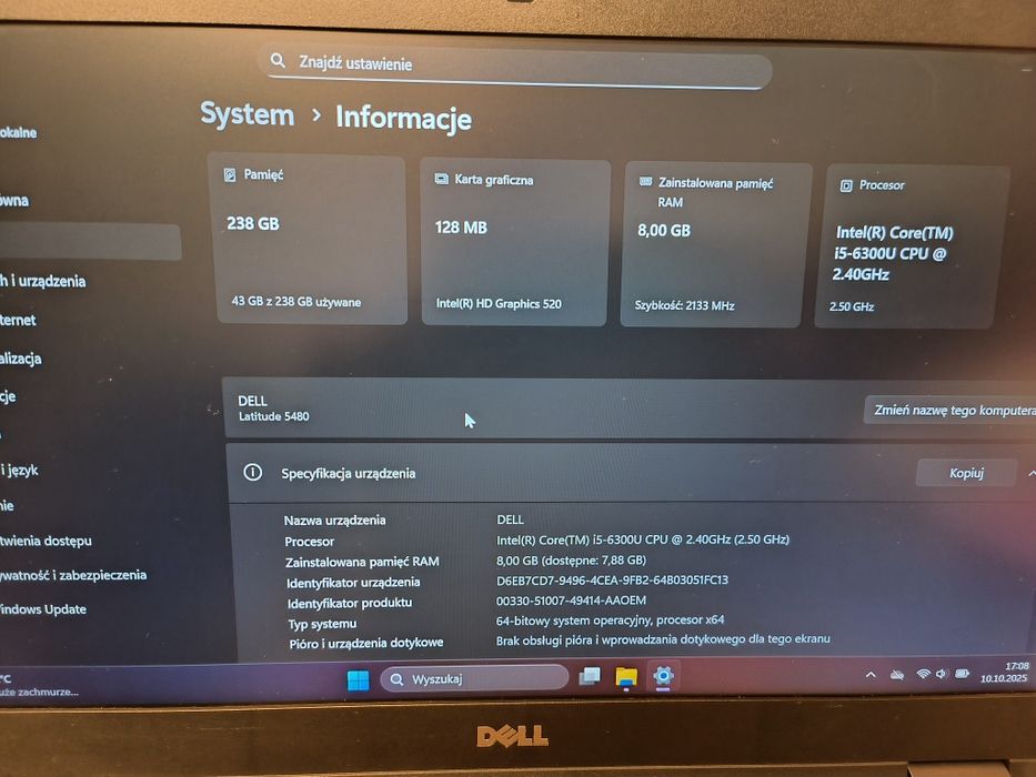Dell 14" i5 8gb ram ddr4 ssd 256gb.full hd