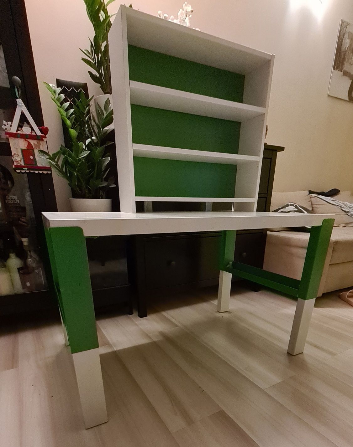 Biurko Ikea PAHL 96 x 58 x 72 cm biało zielone