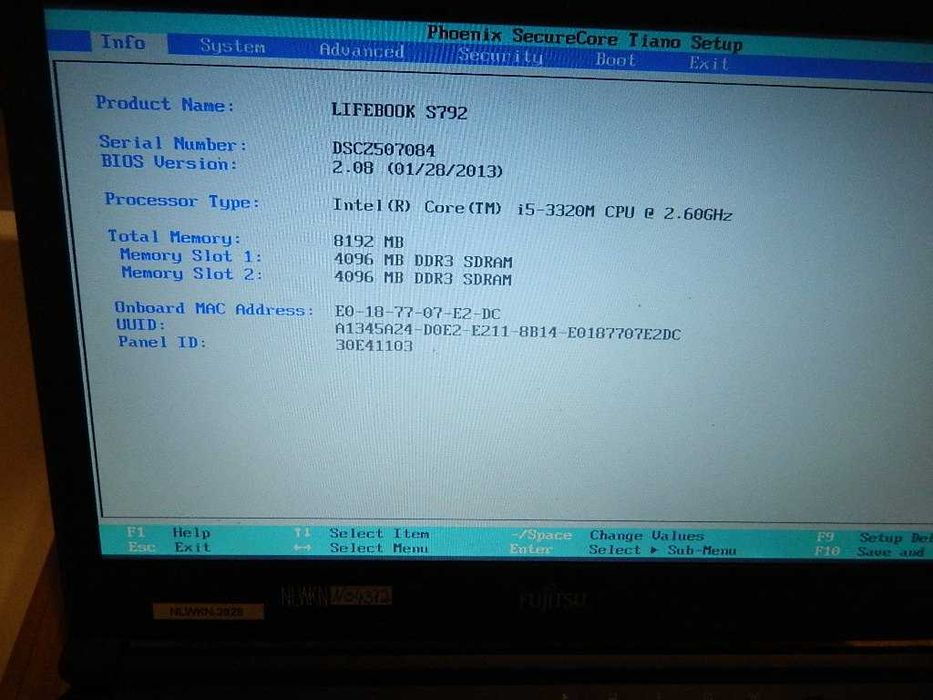 Fujitsu Lifebook S792 Core i5-3320M 8GB DDR3