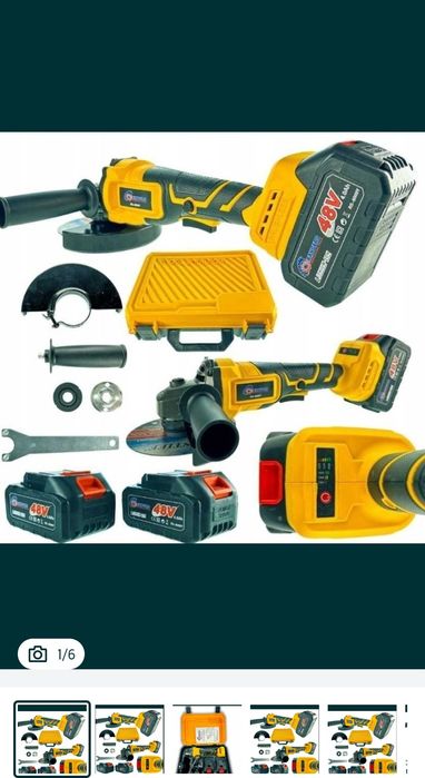 Szlifierka flex akumulatorowa 125mm 2x aku 6ah 48v bezszczotkowy  siln