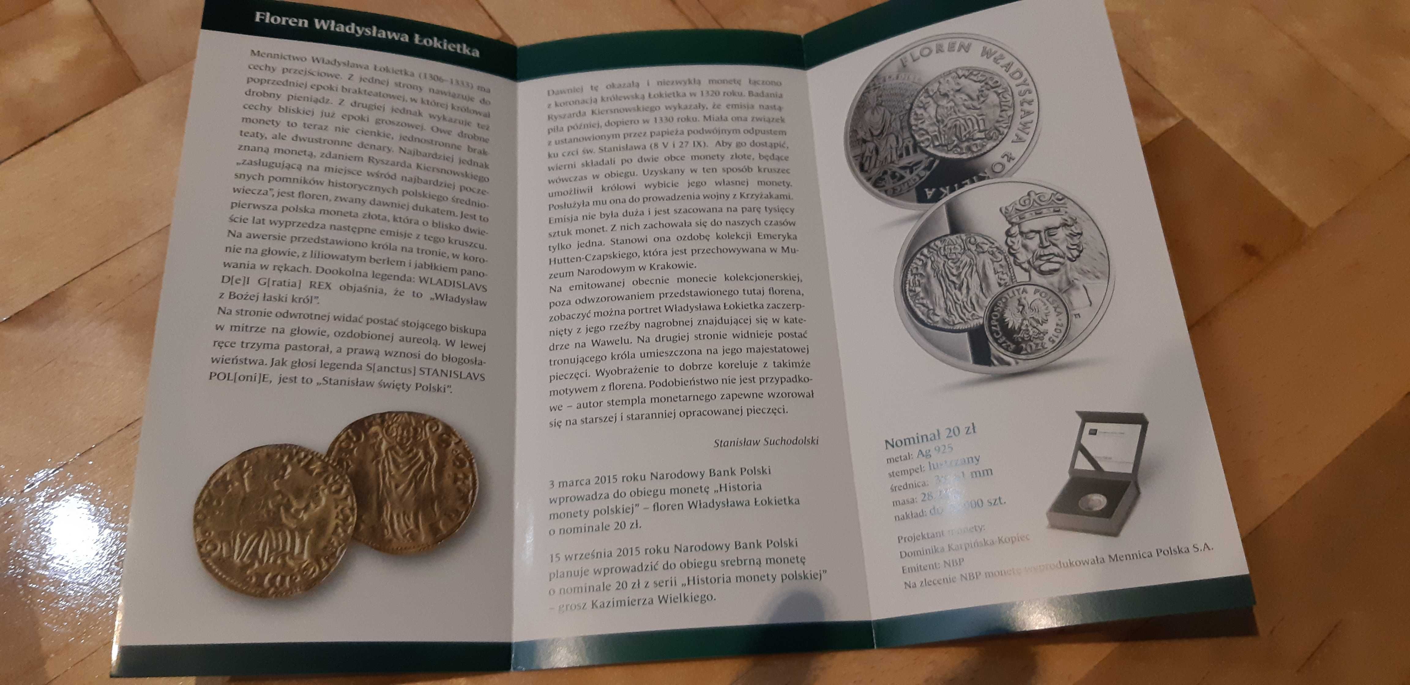 folder do monety Floren Władysława Łokietka