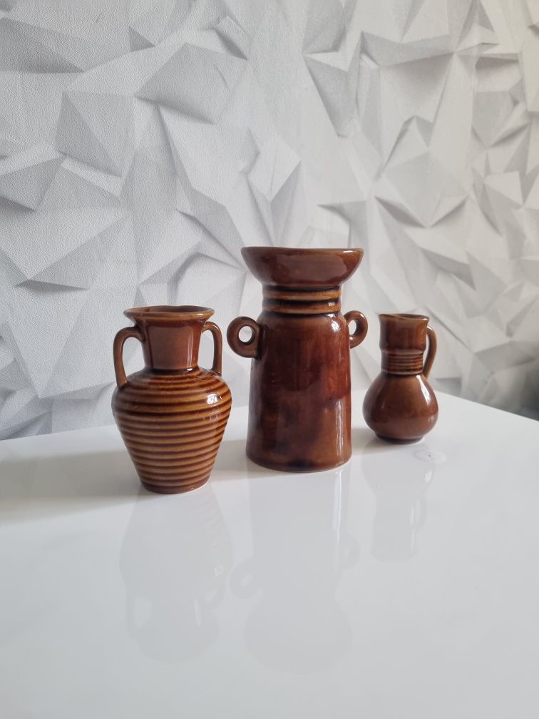 Wazony zdobione ceramika 3 sztuki