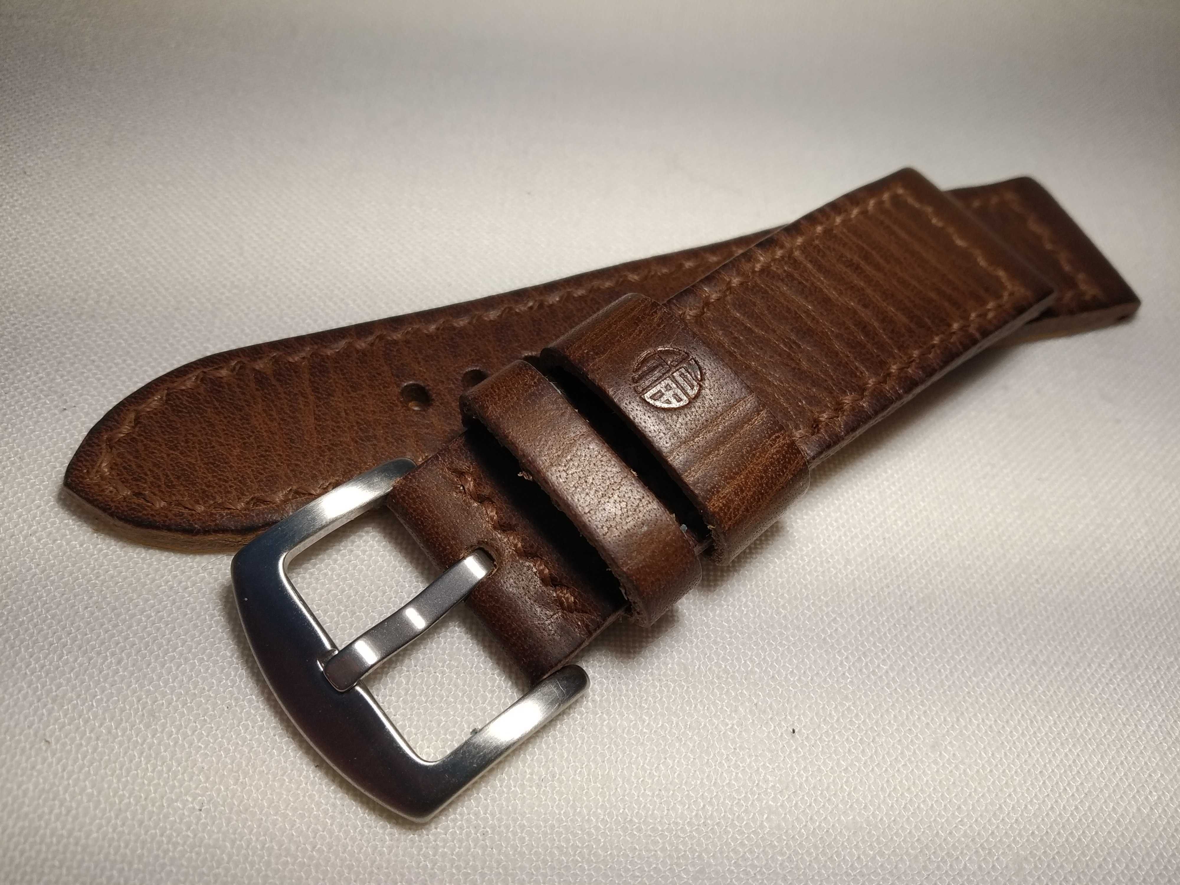 Pasek skórzany do zegarka Vintage 24 mm - skóra Horween Full Grain