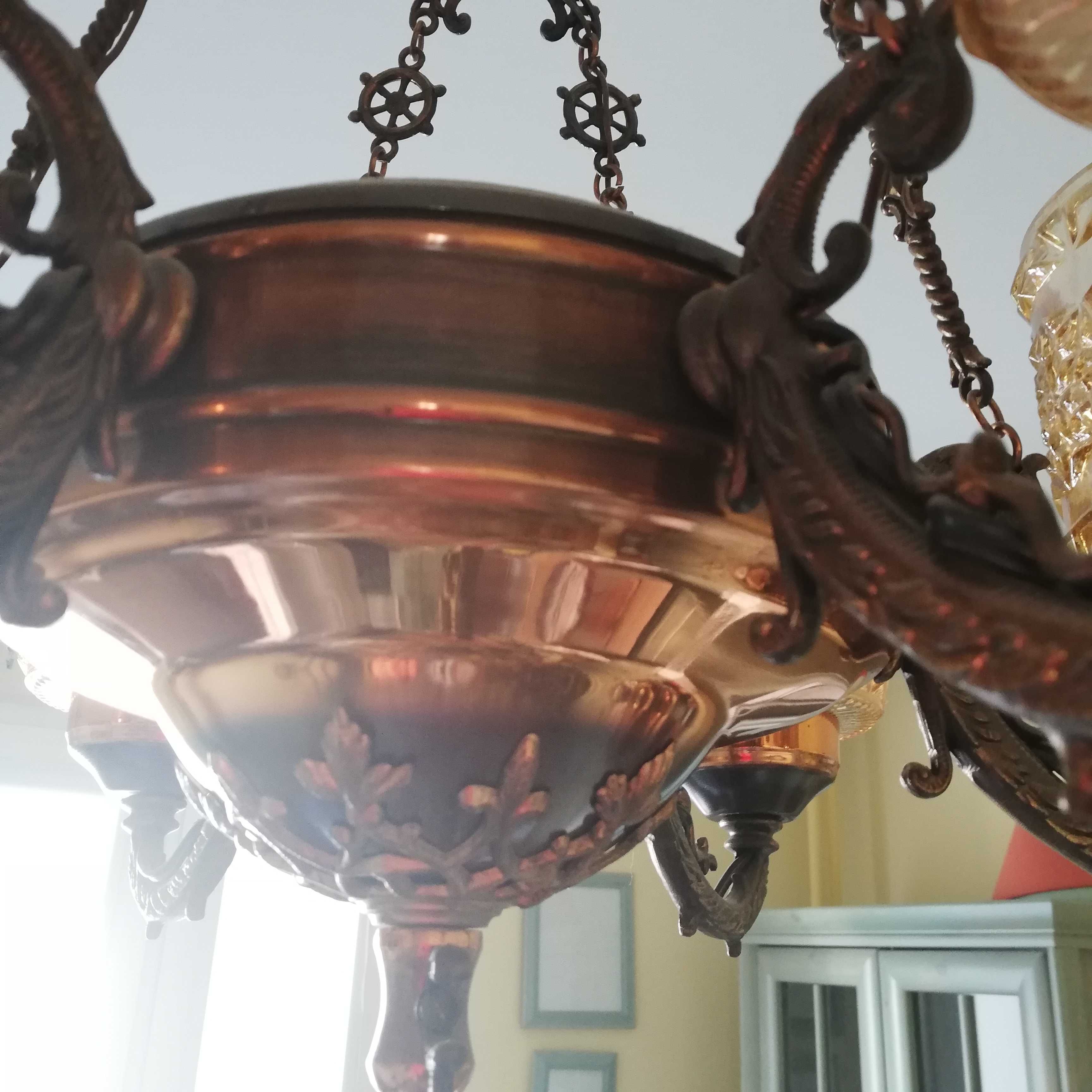 Żyrandol Antyczna lampa, masywna, ORYGINALNA SECESJA