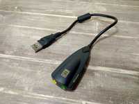 Звуковая карта USB с кабелем (для пк, ноутбука) внешняя звуковая карта