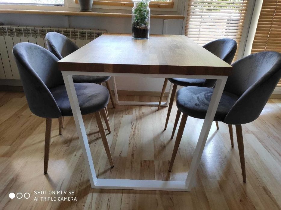 Stół drewniany dębowy 120x80x3 loft metalowe nogi salon