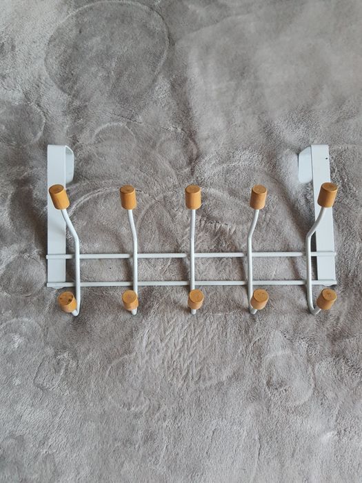 Wieszak na Drzwi Metal Bambus 10 Haczyków Prysznic Łazienka Garderoba