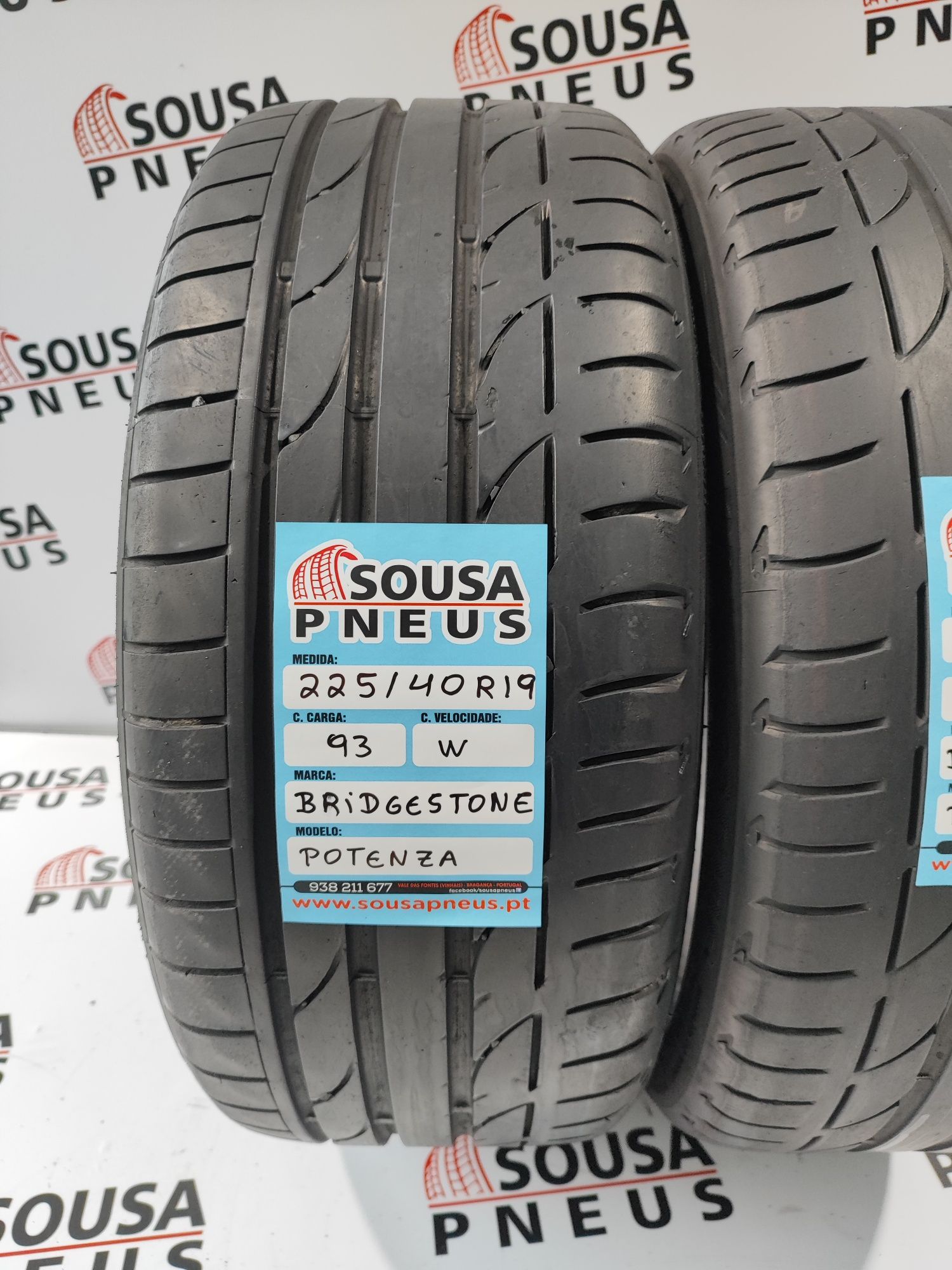 160 Euros 2 pneus semi novo 225-40R19 93w Bridgestone - Oferta Portes