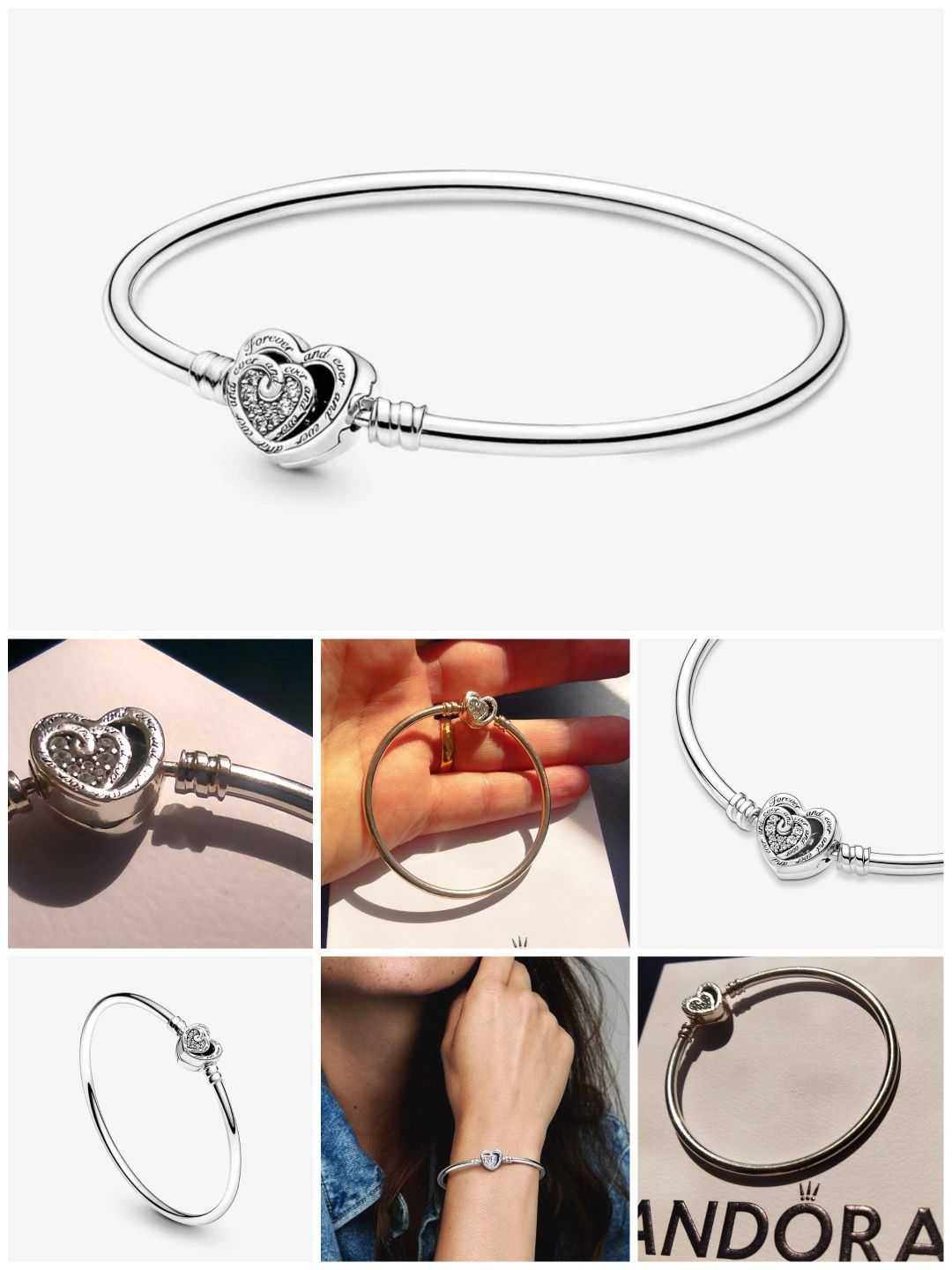 Pulseira Pandora prata edição limitada fecho coração zircão forever an