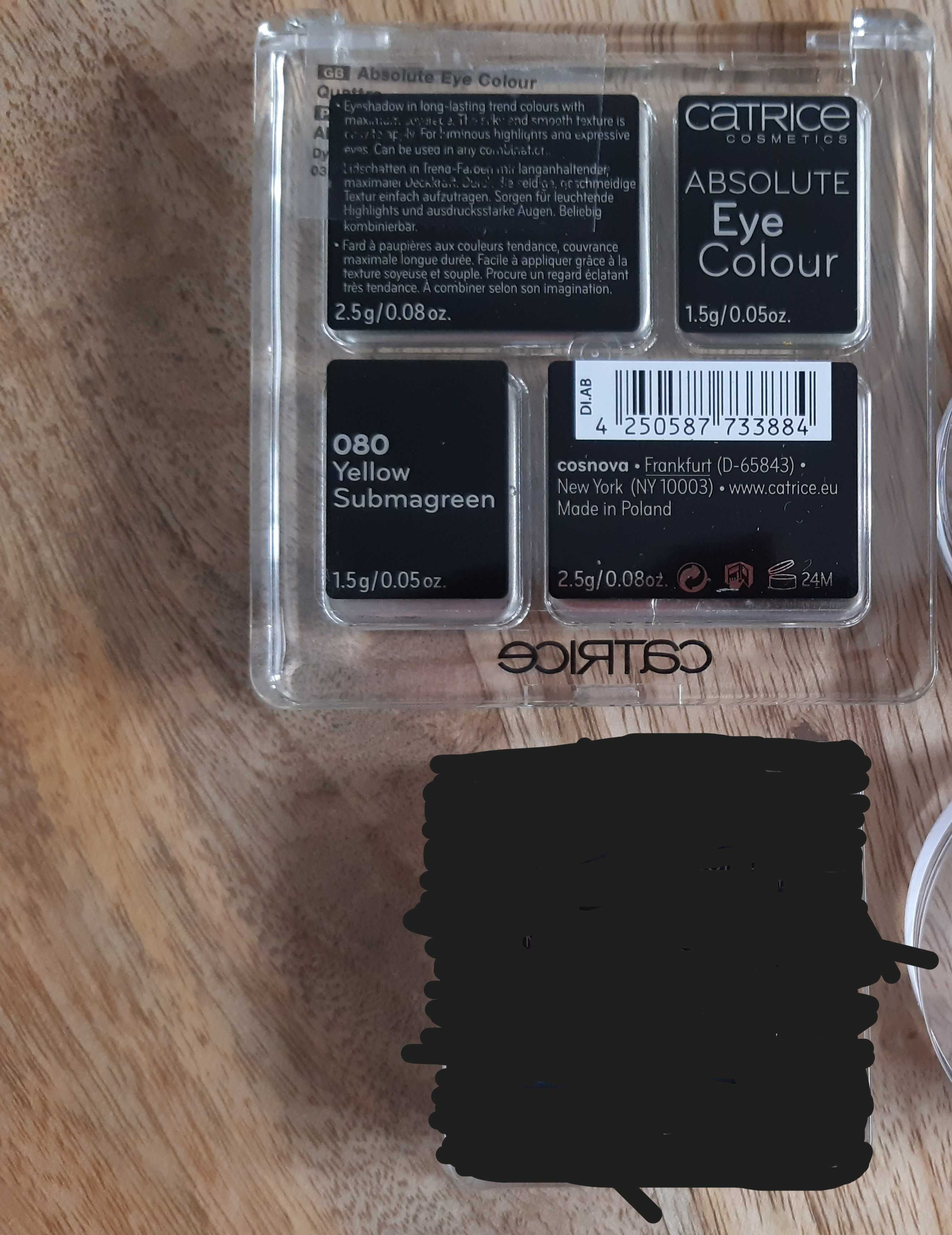 Paletka 4 cieni do oczu Catrice, szare zieleń khaki żółty