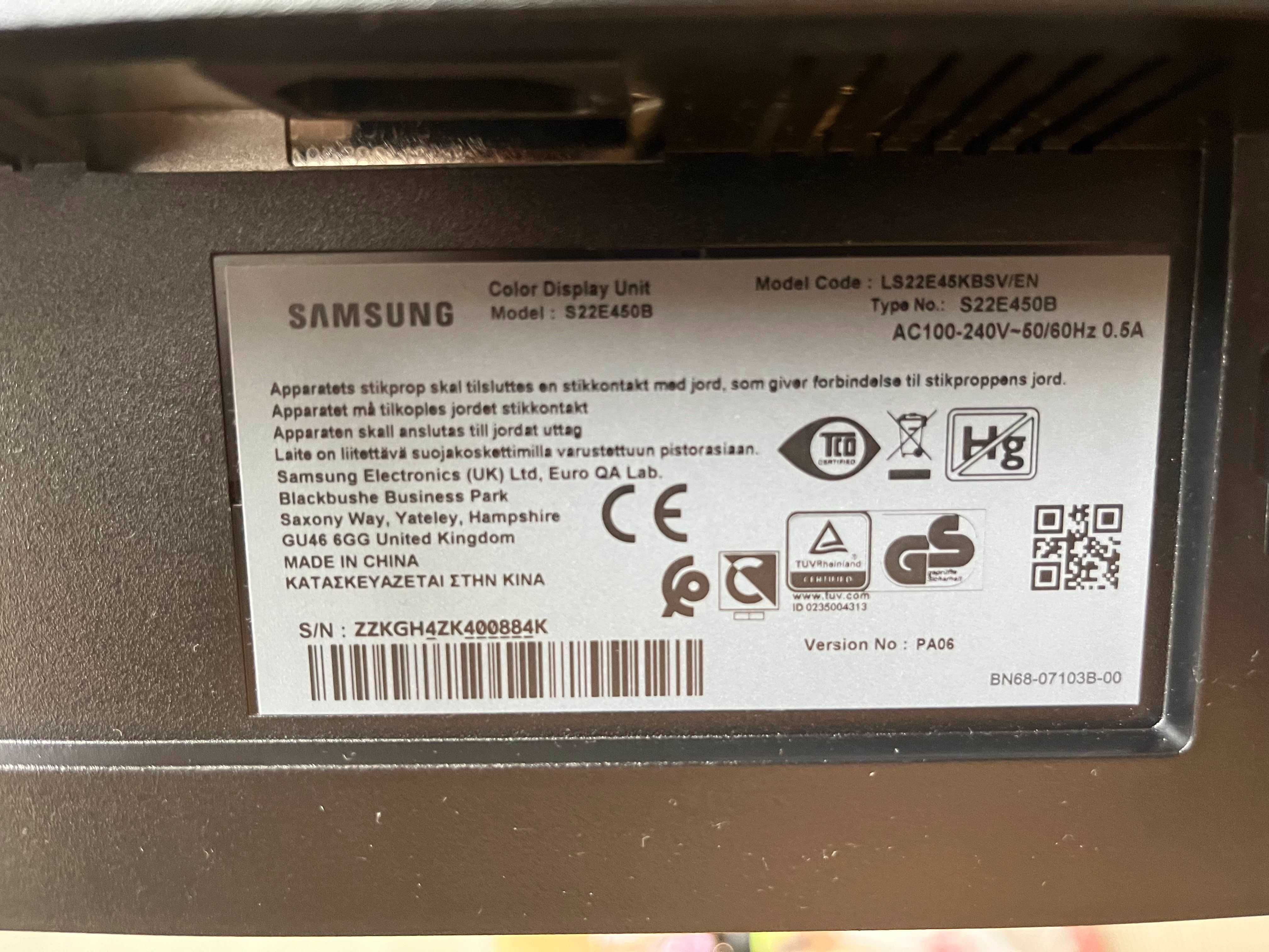 Monitor Samsung 22 cale, PIVOT (obrót do pionu), S22E450B