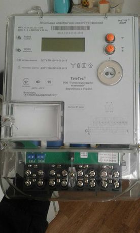 Счётчик трёхфазный, многотарифный TeleTec- 5(10) A, 3x220/380В.