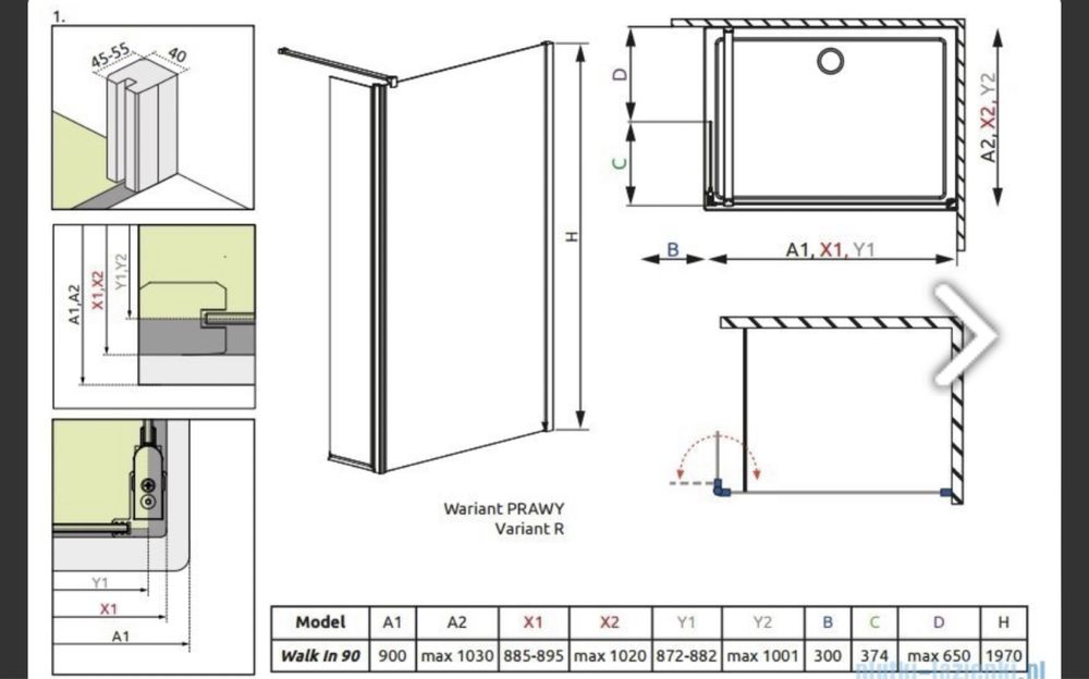 Kabina prysznicowa Radaway Walk-in 90 EOS II Radaway