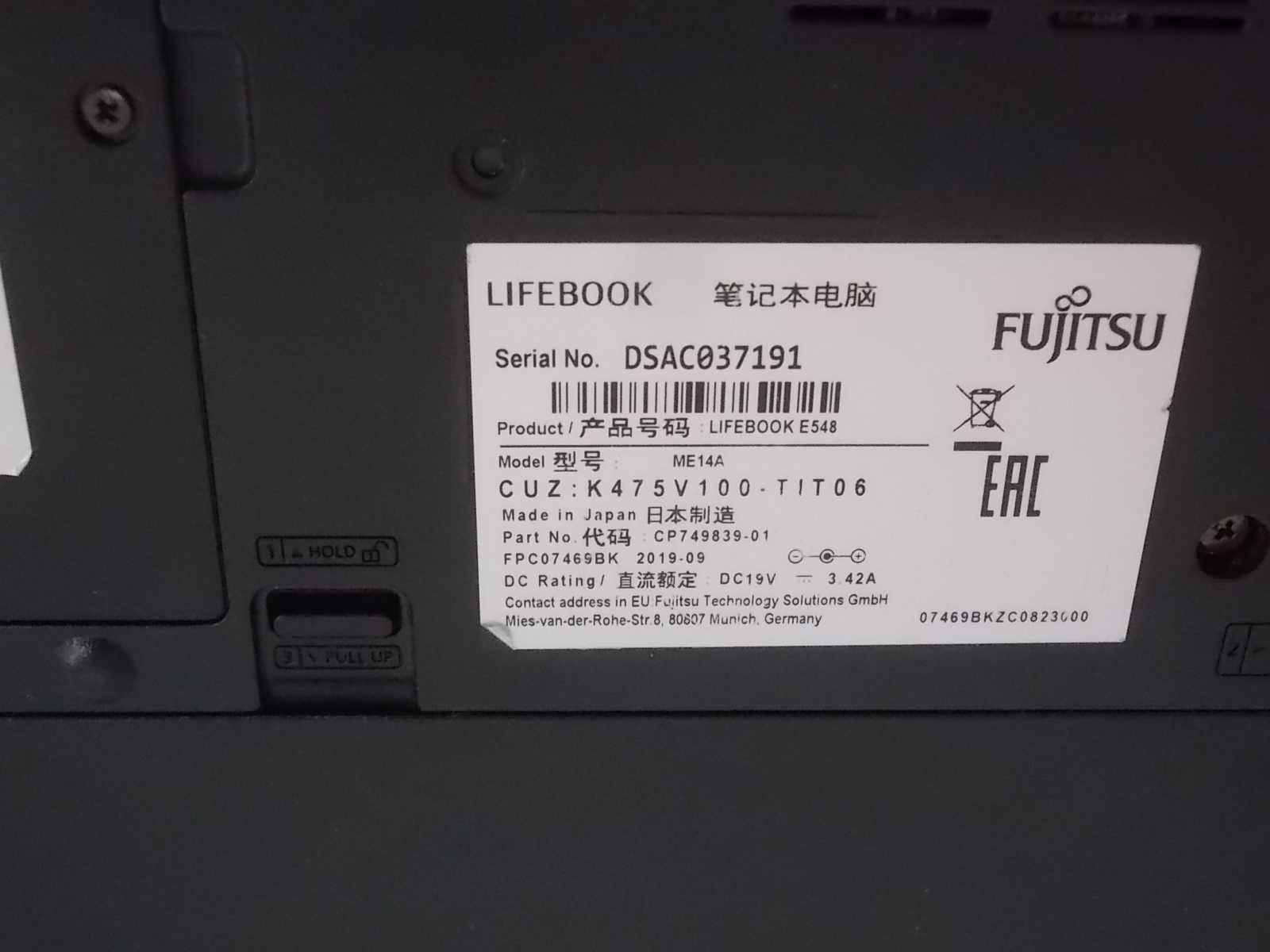 Fujitsu Lifebook E548 Core i5 8gen 8GB DDR4 256GB NVMe