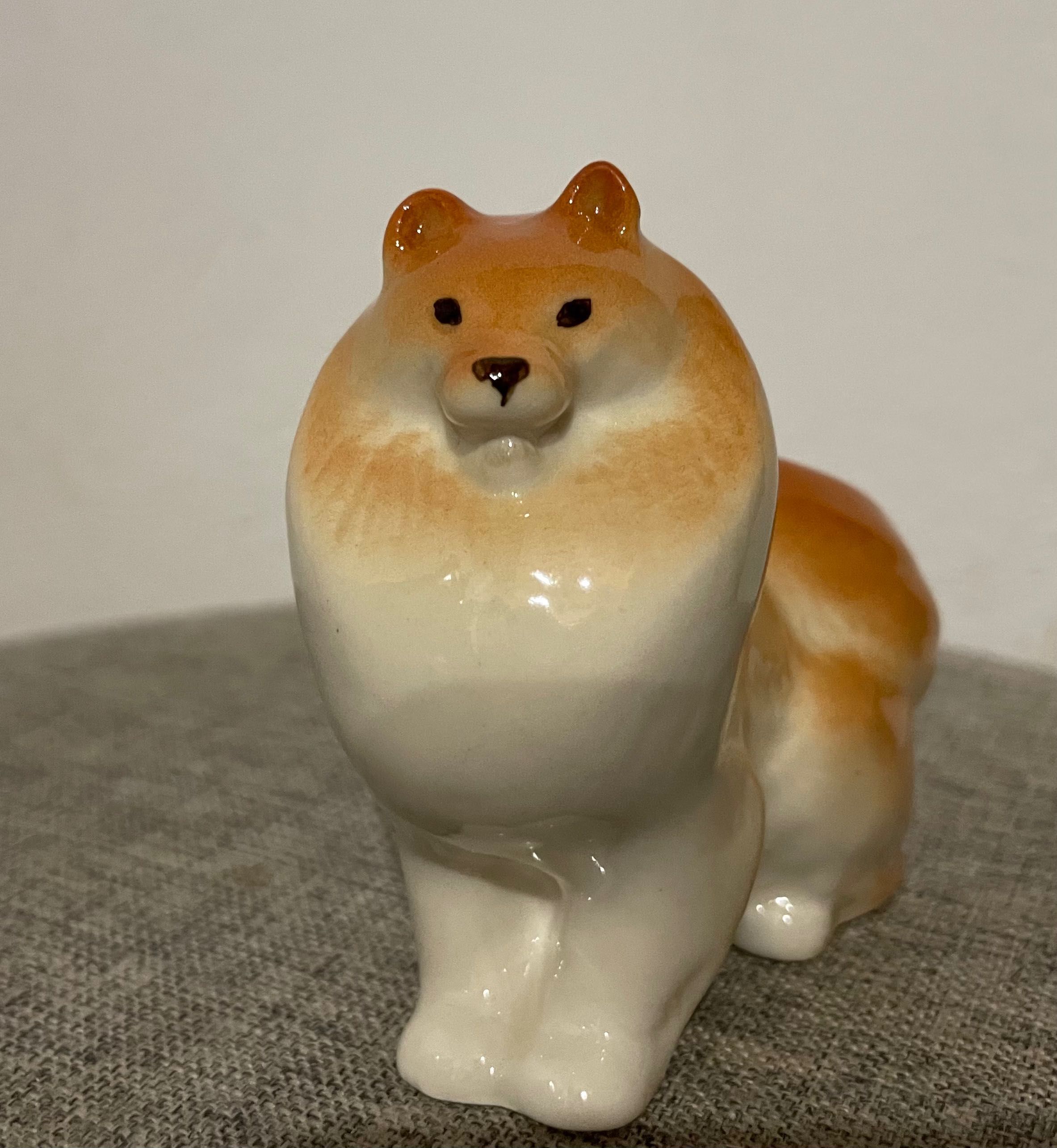 Szpic łajka samojed figurka z porcelany  porcelanowy pies Łomonosow
