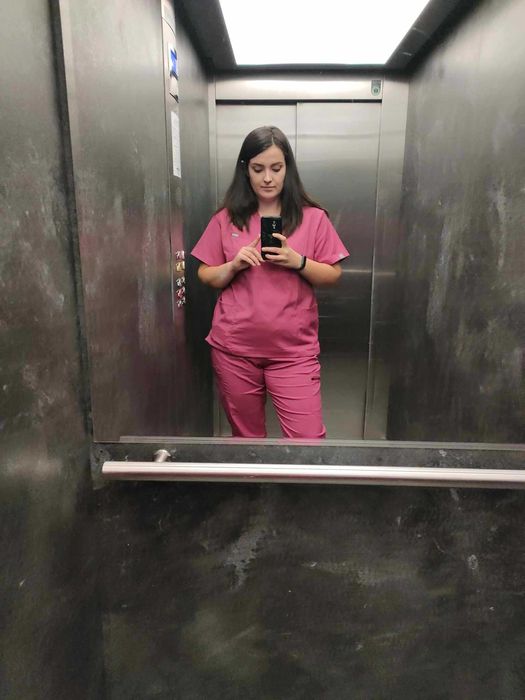 Strój komplet mundurek medyczny fuksja róż XXL