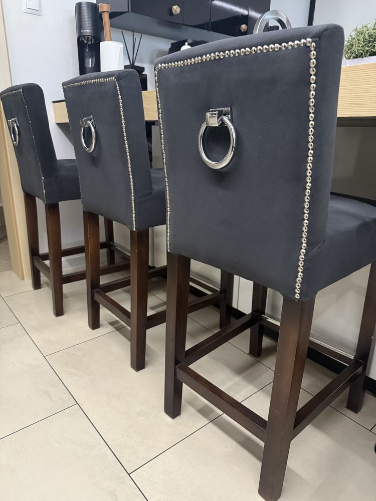 Hoker chesterfield velur z kołatką 4 szt / komplet