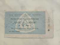 Bilet nr 017000 z meczu AJAX - RUCH Chorzów z 1969 roku Puchar UEFA