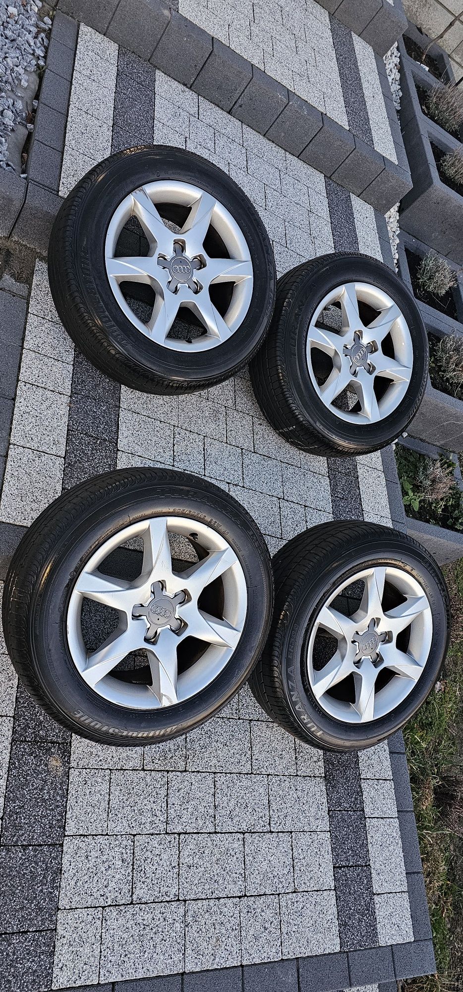 4 Koła Alufelgi Audi A6 A4 205 60 R16 BRIDGESTONE TURANZA ER300 LATO1