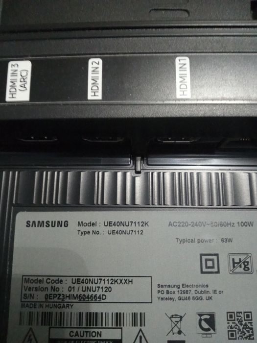 Samsung 40' 4K-UHD, Dvb-t2, Smart TV, HDR