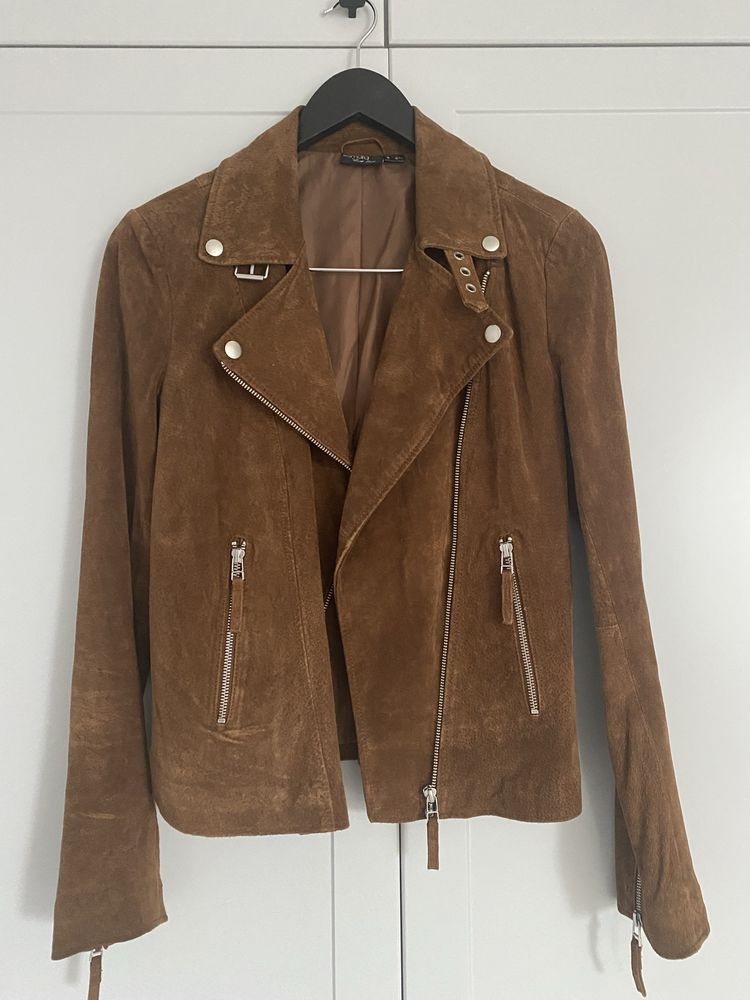 Ramoneska skórzana brązowa 38 vintage kurtka wiosenna w stylu Zara