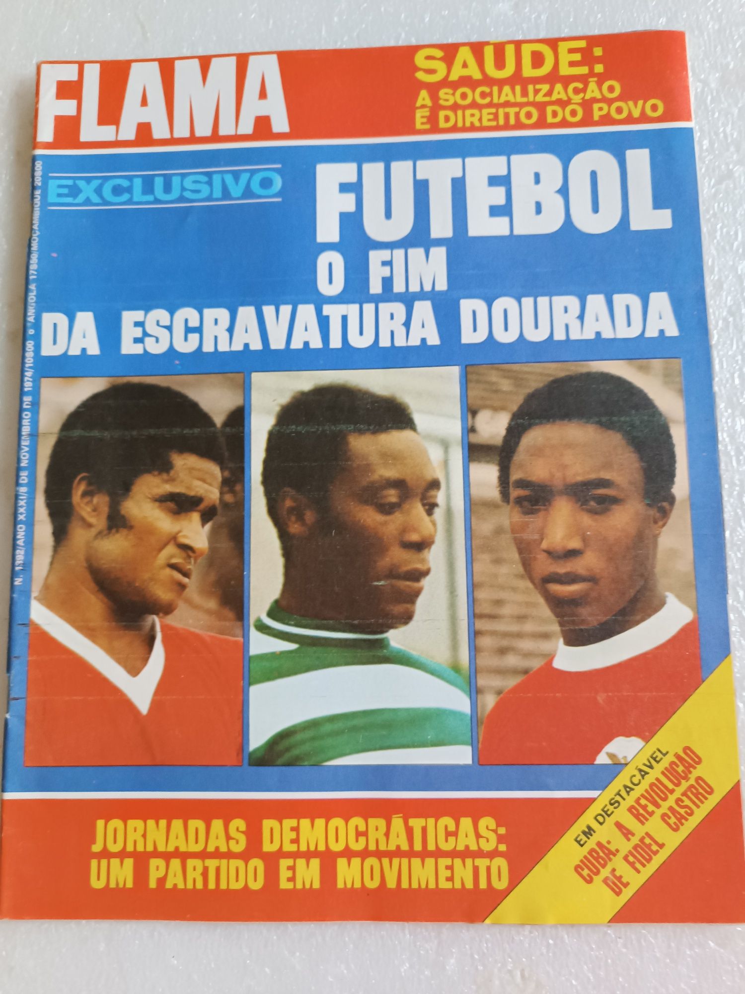 Antiga revista Flama com Eusébio ná capa Novembro de 1974