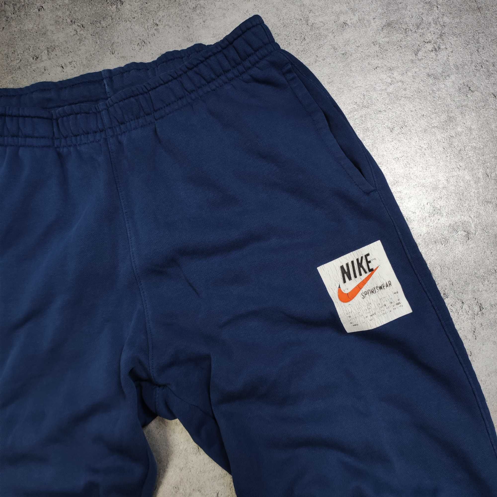 MĘSKIE Spodnie Sport Dresy Dresowe Bawełna Granatowe Logo Nike Casual
