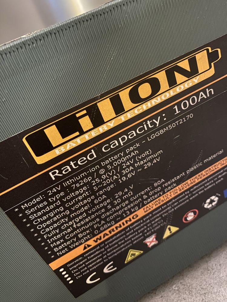 Akumulator lithium- ion 24v 100ah + Ładowarka 12A