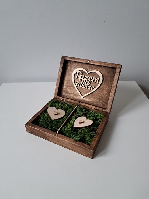 Pudełeczko na obrączki dąb rustykalny pudełko na obrączki ślub