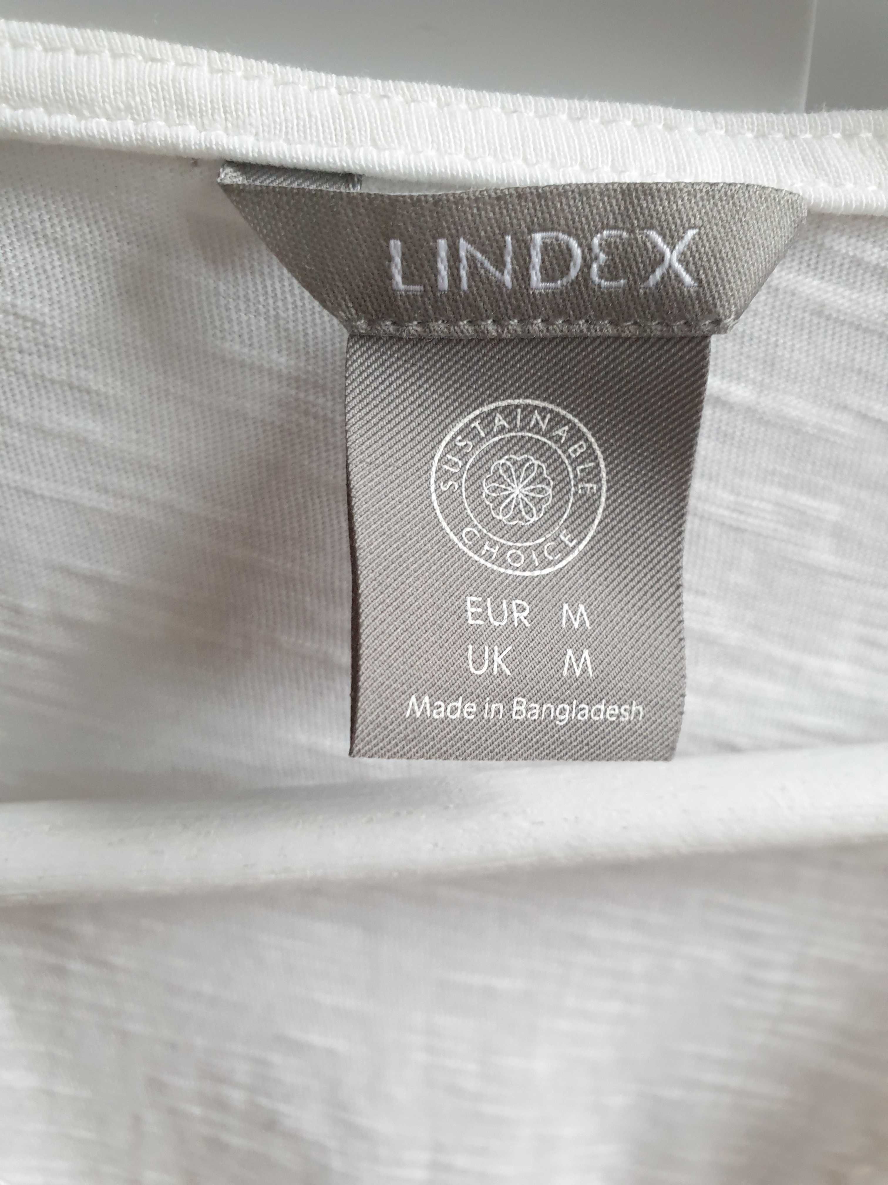 Biała bluzka koszulka t-shirt w serek koronkowa Lindex 38 40
