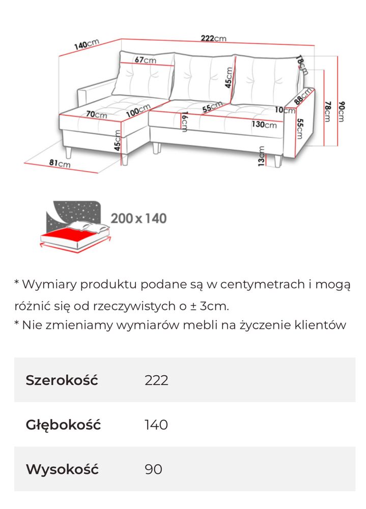 Narożnik z funkcja spania