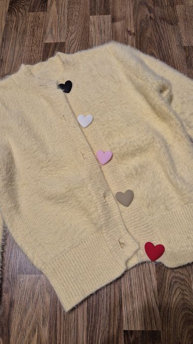 Kardigan sweter S/M nowy masełko serduszka h&m zara