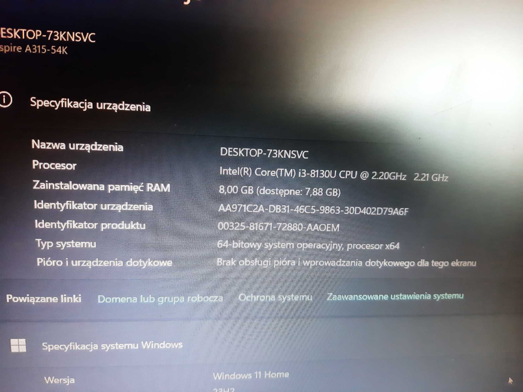Do sprzedania laptop Acer Aspire 3 N19V1
