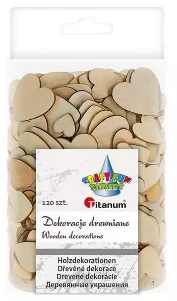 Drewniane serca, 120 sztuk. Titanum. Nowy Produkt