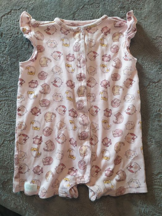 Rampers Coccodrillo 86 kiddie w pieski i kotki piżamka na lato różowy