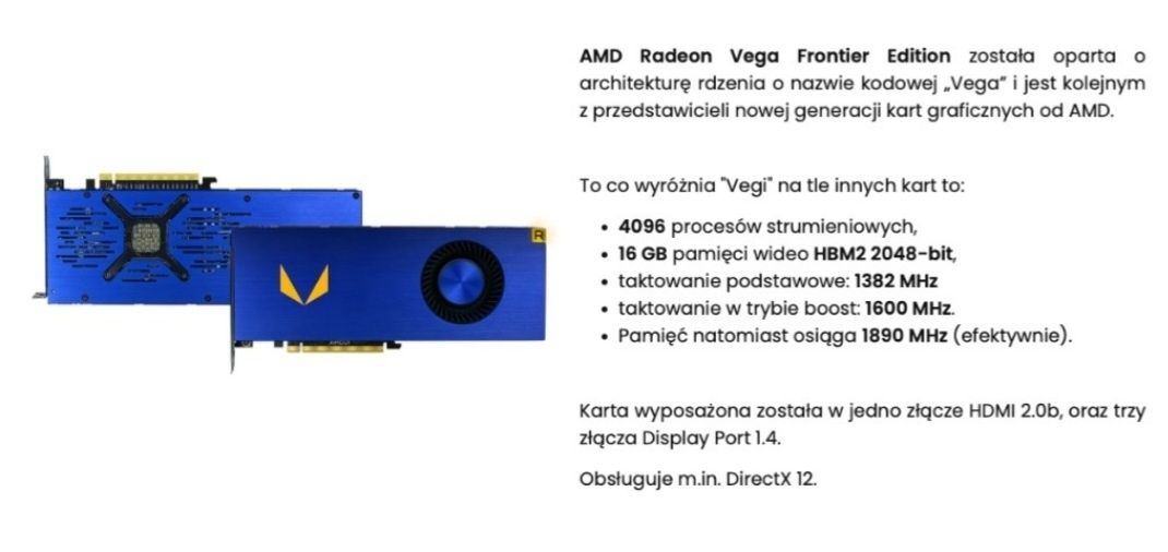 Karta Graficzna Radeon Vega FE 16 GB HBM2 + obudowa