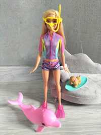 Barbie Lalka Nurkowanie Z Delfinem Zestaw FBD63 Mattel piesek delfin